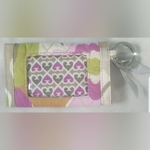 Used Vera Bradley Floral Leaves Bifold with ID Holder Clip Lock Purse Wallet - Picture 2 of 4